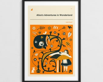 ALICE IN WONDERLAND, Surreal Minimalist Book Cover Pop Art (Giclée Fine Art Print)