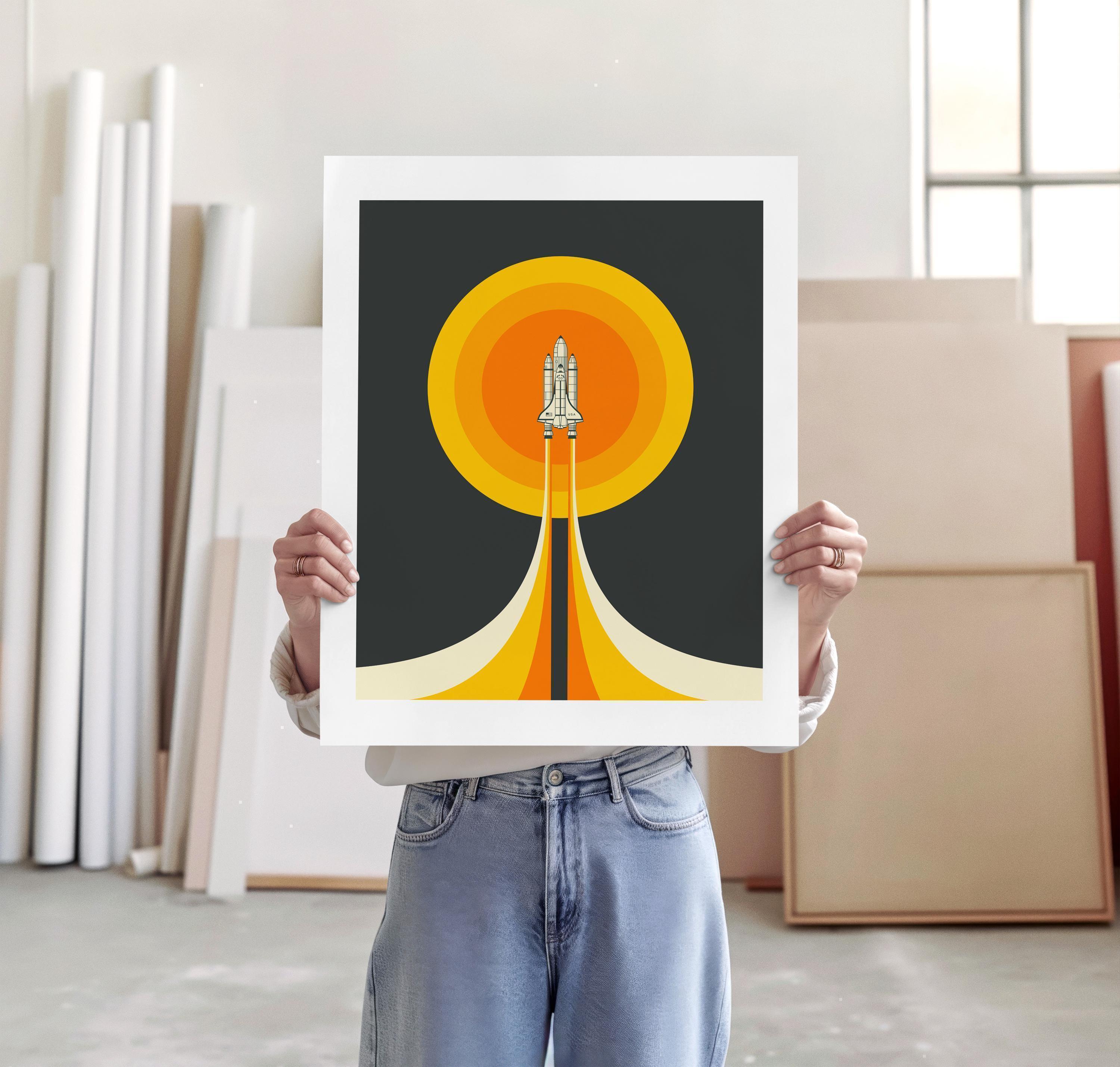 Minimalist Retro NASA Space Shuttle Poster (giclée Fine Art Print
