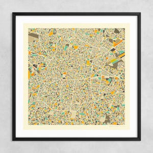 MAPA DA CIDADE DO MÉXICO (Impressão artística giclée em papel ou tela) Mapa de rua minimalista da cidade por Jazzberry Blue (com ou sem moldura) Série 1