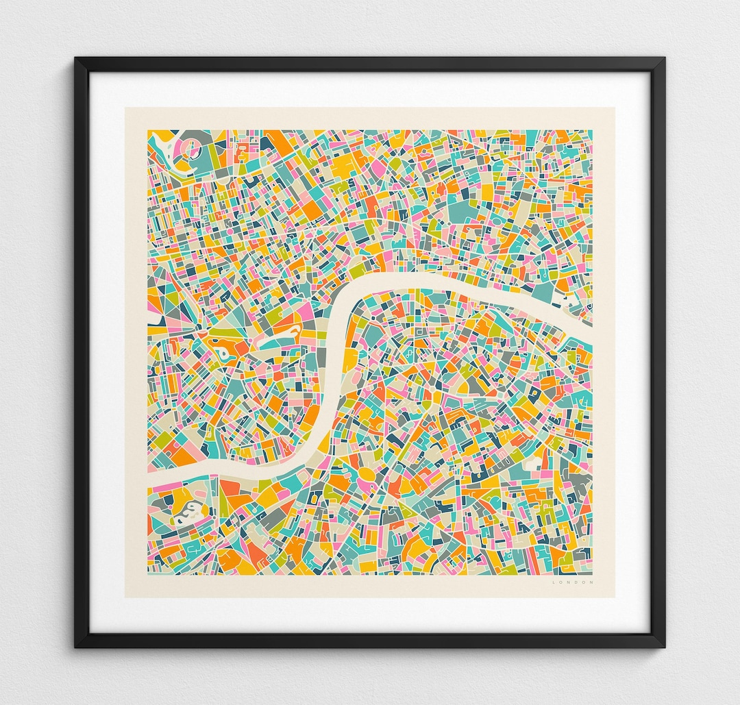 LONDON MAP (giclée Fine Art Print) Colorful Modern City Street Map ...