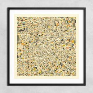 MAPA DE HOUSTON (impresión artística Giclée sobre papel o lienzo) Mapa de calles de ciudad minimalista de Jazzberry Blue (con o sin marco) Serie 1
