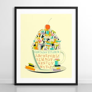 LEER (impresión artística Giclée sobre papel o lienzo) Arte pop colorido e inspirador de Jazzberry Blue (con o sin marco)