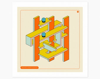 IMPOSSIBLE SHAPE 14 (Giclée Fine Art Print) Geometric Optical Illusion (10x10 12x12 16x16 24x24 28x28 30x30) Rolled, Stretched or Framed