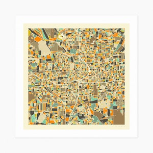 ATLANTA (Giclée Fine Art Print) City Street Map (10x10 12x12 16x16 24x24 28x28 30x30) Rolled, Stretched or Framed