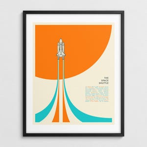 SPACE SHUTTLE, minimalistische retro NASA-poster (Giclée Fine Art Print)