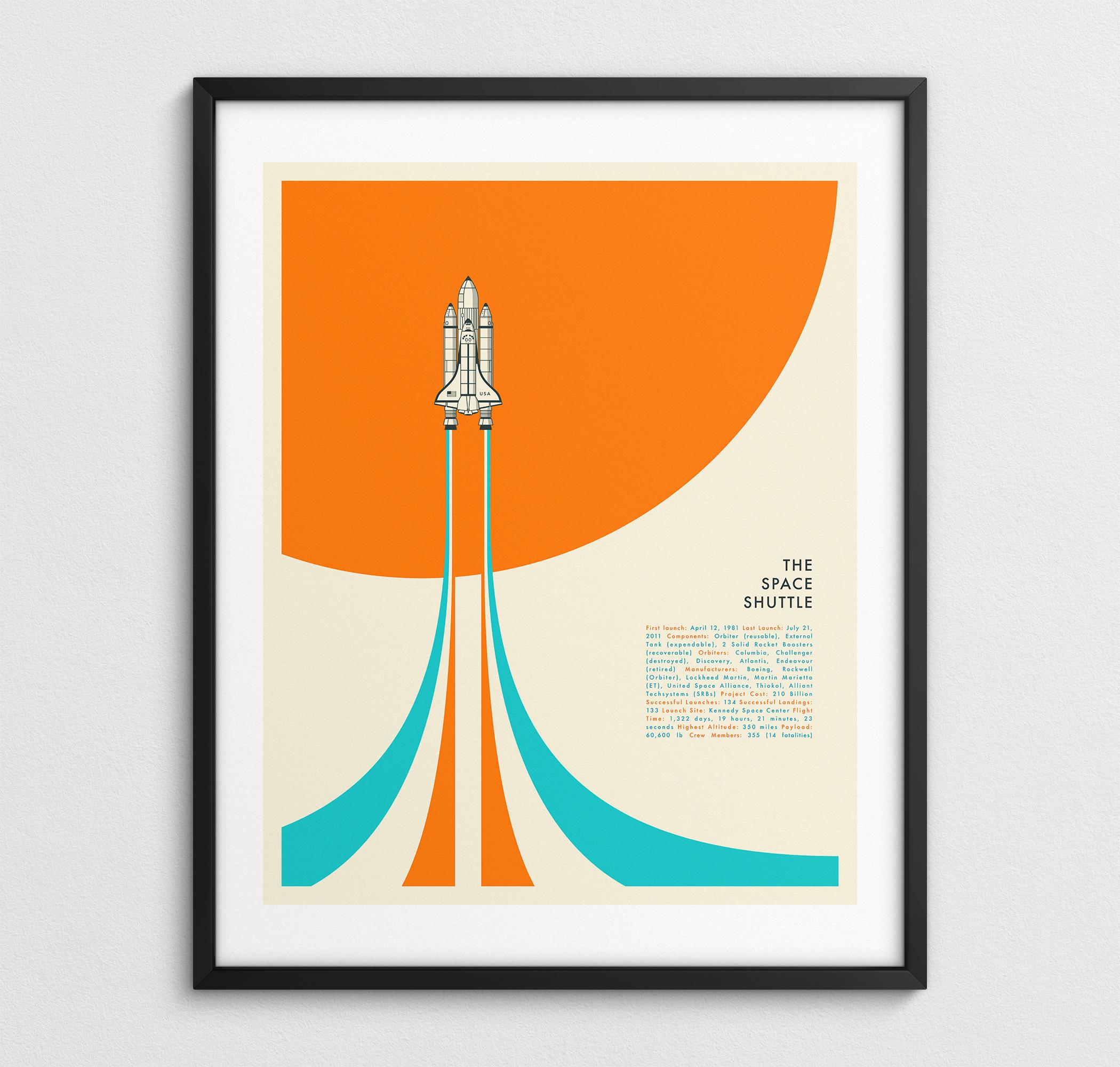 SPACE SHUTTLE, Minimalist Retro NASA Poster (giclée Fine Art Print