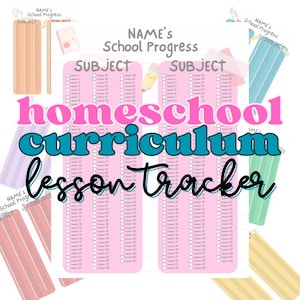 May include: A printable school progress tracker featuring two pink columns labeled SUBJECT with numbered lesson checkboxes from 1 to 108. The document includes the text NAME's School Progress at the top and a small cartoon pencil illustration.