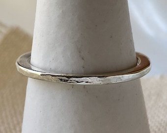 Final Sample Sale: Size 9 Handmade Hammer Forged Sterling Silver Band Ring. Gender neutral. Great as a stacking ring or simple wedding band!
