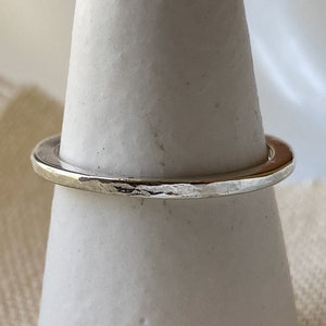 Final Sample Sale: Size 9 Handmade Hammer Forged Sterling Silver Band Ring. Gender neutral. Great as a stacking ring or simple wedding band image 1