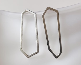 Geometric Asymmetrical Sterling Silver Crystalline Outline Earrings Handcrafted in Solid Sterling Silver || Lightweight. Ready to ship!
