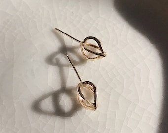 Handcrafted Solid 14k Gold Geometric Seedpod Cage Earrings || Made to order in your choice of Yellow, Rose, or White Gold