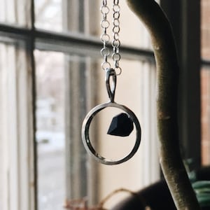 Last Chance: Minimal Everyday Sterling Silver Pendant with Hand Carved Recycled Ebony Wood Accent. Choose Your Chain Length. Ready to Ship.