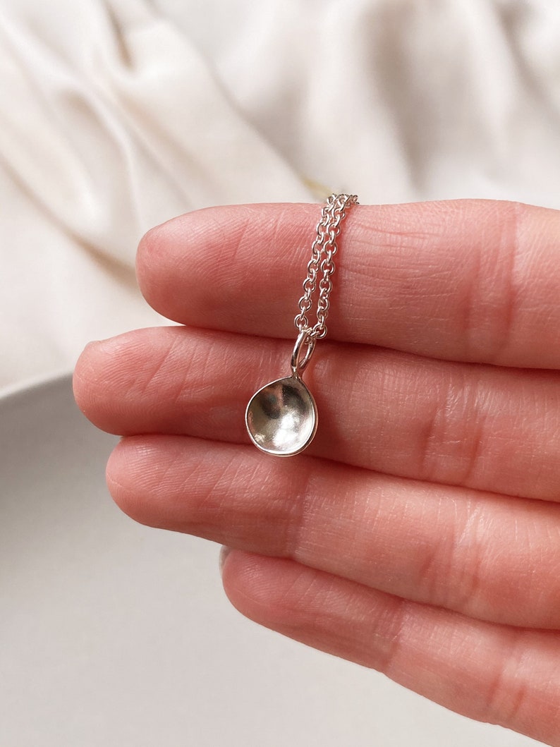 Dainty and Lightweight Flower Petal Charm Necklace Perfect For Layering. Handmade in Sterling Silver. Birthday, Anniversary, Holiday Gift. image 2