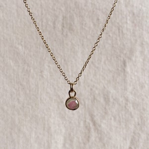 Watermelon Tourmaline Pendant Hand Crafted in 14k Yellow Gold & Sterling Silver. Choose Between Solid 14k, Gold Filled, or Sterling Chain image 8