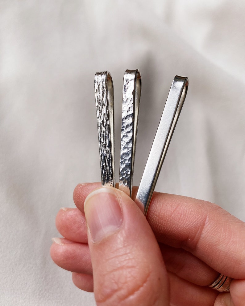 Handmade 4mm Sterling Silver Tie Bar/Tie Clip. Choose From Several Finishes. The Perfect Father's Day, Wedding Day, or Groomsmen Gift MTO. image 9