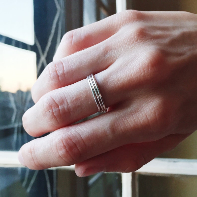 ONE Custom Plain Jane Sterling Silver Stacking Ring. Minimalist, Petite, perfect for Layering. Made to Order. Bridesmaid Gift, Holiday Gift. image 2