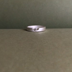 Custom Moissanite Crater Cutout Band Handcrafted in Sterling Silver or 14k Gold. Minimalist Wedding Band. Customizable Gender Neutral Ring. image 6