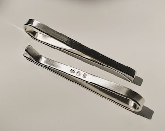 Personalized Sterling Silver Tie Bar. Handmade & Custom Stamped. THE Perfect Made to Order Anniversary, Holiday, Wedding, or Groomsmen Gift!