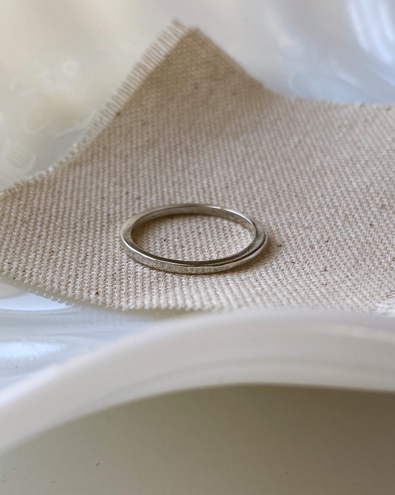 Final Sample Sale: Size 9 Handmade Hammer Forged Sterling Silver Band Ring. Gender neutral. Great as a stacking ring or simple wedding band image 7