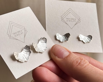 Coreopsis Fan Stud Earrings Handcrafted in Recycled Sterling Silver || Available in two different sizes. Ready to ship