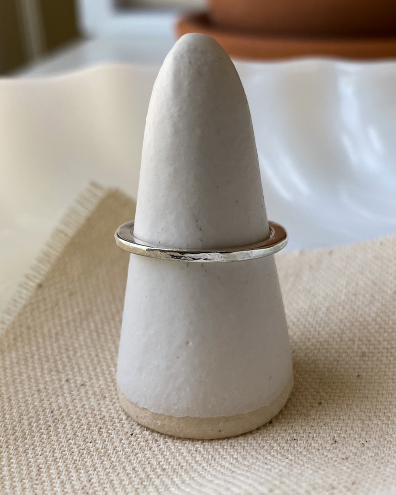 Final Sample Sale: Size 9 Handmade Hammer Forged Sterling Silver Band Ring. Gender neutral. Great as a stacking ring or simple wedding band image 1