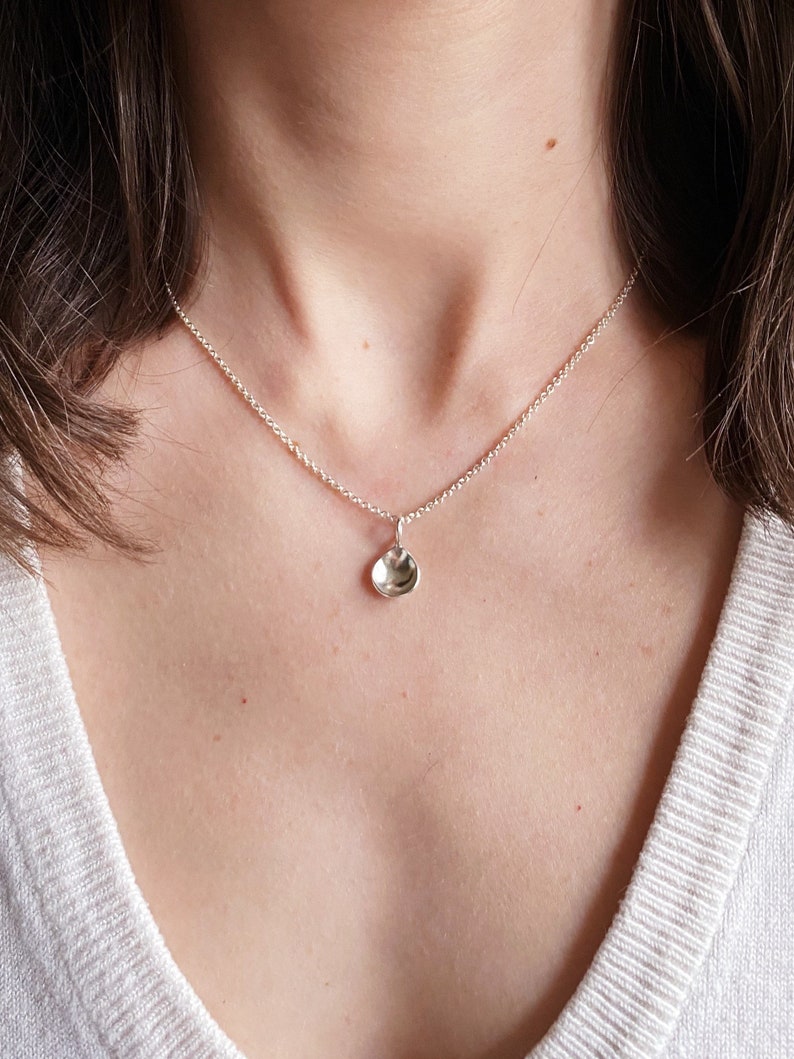 Dainty and Lightweight Flower Petal Charm Necklace Perfect For Layering. Handmade in Sterling Silver. Birthday, Anniversary, Holiday Gift. image 1