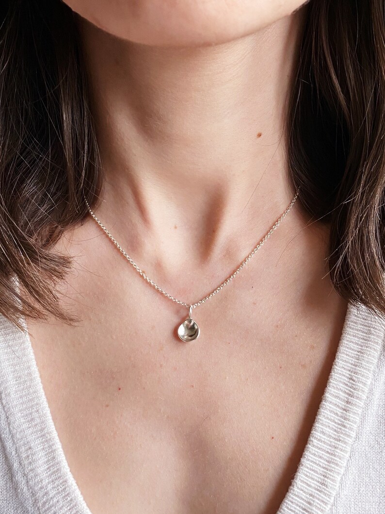 Dainty and Lightweight Flower Petal Charm Necklace Perfect For Layering. Handmade in Sterling Silver. Birthday, Anniversary, Holiday Gift. image 6