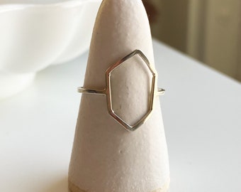 LAST CHANCE: Size 9 Handmade Sterling Silver Dainty and Lightweight Geometric Crystalline Outline Ring. Ready to Ship.