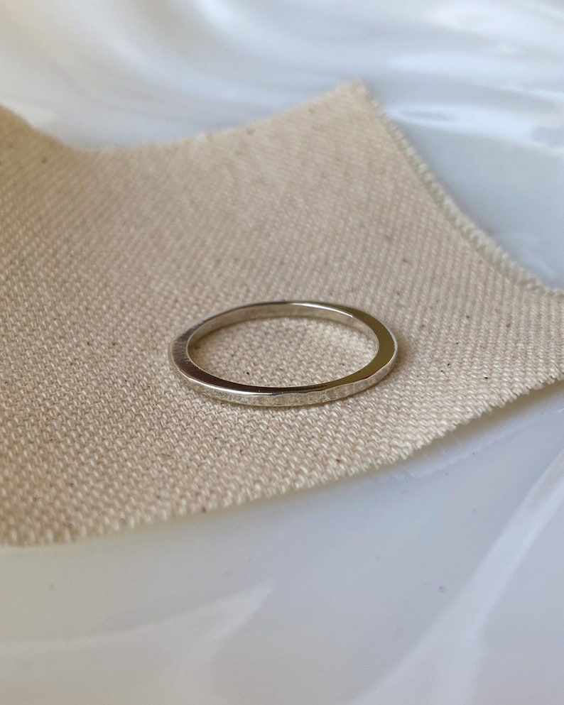 Final Sample Sale: Size 9 Handmade Hammer Forged Sterling Silver Band Ring. Gender neutral. Great as a stacking ring or simple wedding band image 5
