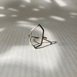 Final sale: Size 5 lightweight abstract geometric crystalline outline ring hand crafted in solid sterling silver. Ready to ship!