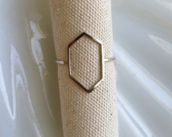 Final sale: Size 11 lightweight abstract geometric crystalline outline ring hand crafted in solid sterling silver. Ready to ship.