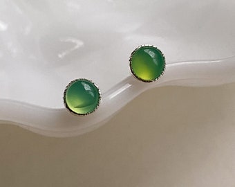 Bright 5mm Green Chrysoprase Earrings Handmade in Sterling Silver. Summery, lightweight, and the perfect holiday or birthday gift!