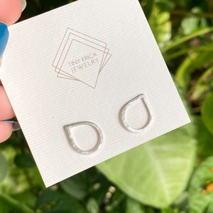 Minimalistic Sterling Silver Raindrop Stud Earrings. Small and Lightweight Teardrop Post Back Earrings. Birthday, Holiday, Anniversary Gift.