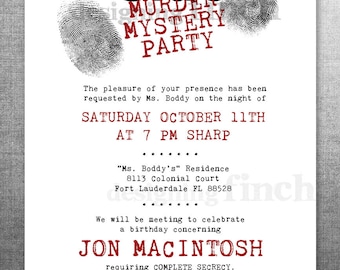 Clue Birthday Invitation, Murder Mystery Party, Customizable, Printable #134