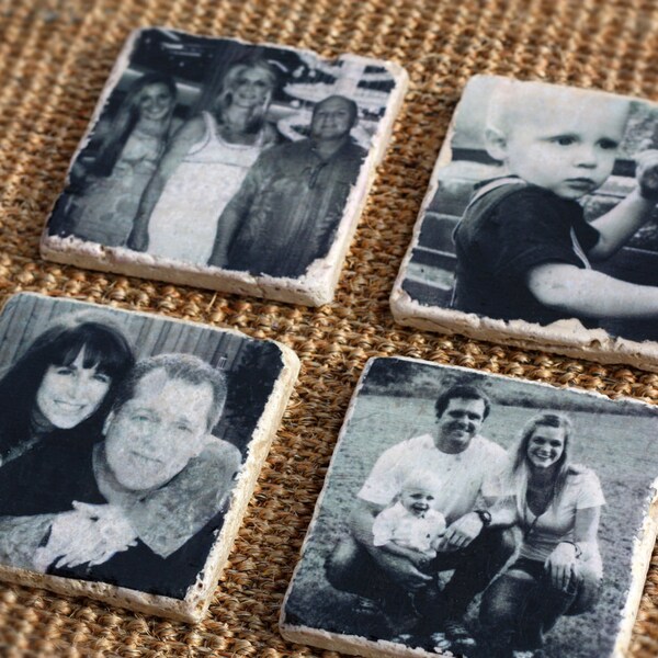 Personalized Gift - Photo Coasters Custom and Personalized, Housewarming Gift  -  Use Your Own Photos - Set of 4