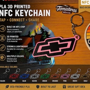 Chevrolet Bowtie NFC-Schlüsselanhänger | 3D-gedrucktes PLA, programmierbarer Tap-to-Share-Link