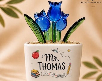 Personalized Teacher Planter, Custom Teacher Gift for Him, Male Teacher Gift, Teacher Appreciation Gift, End of Year Teacher