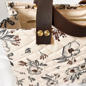 The No. 1 Standard | Handmade Structured Quilted Tote Bag | Cotton Bag with Genuine Leather Straps