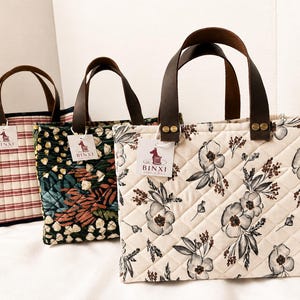 The No. 1 Standard | Handmade Structured Quilted Tote Bag | Cotton Bag with Genuine Leather Straps