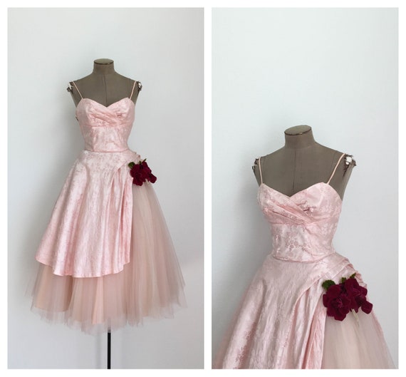 pink fit and flare cocktail dress