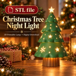 3D Printable Christmas Tree Night Light, LED Tealight Holder (Digital Download)