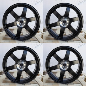 18X8 Matte Black TE37 Style 5 Spoke Wheels Rims 5X112 ET38 CB66.56 Fits Mercedes Audi Volkswagen BMW