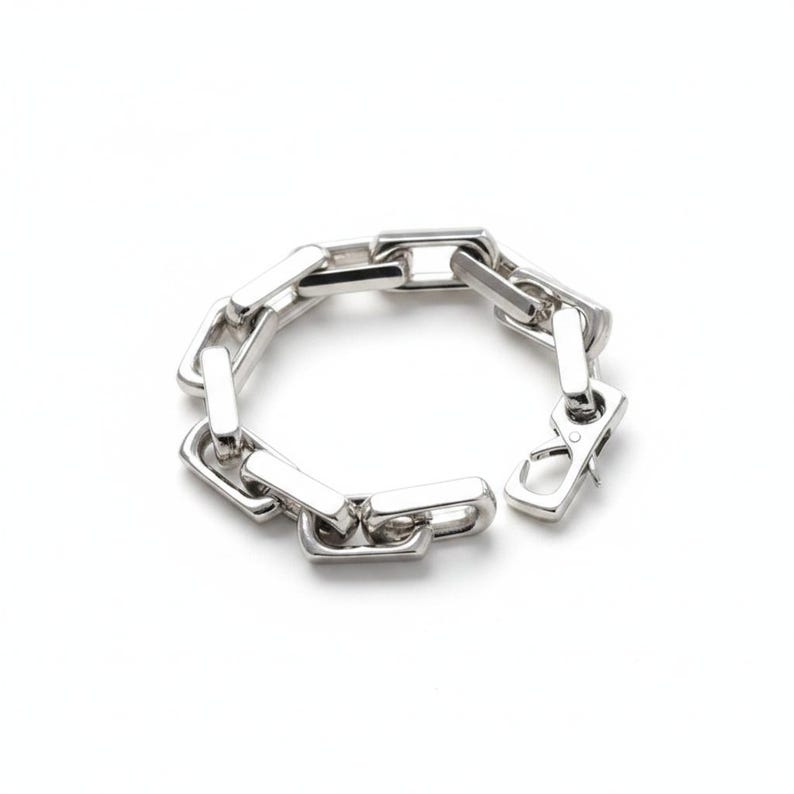 Chunky Box Chain Bracelet for Men, Stainless Steel Silver Statement ...