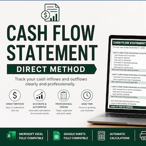 Cash Flow Statement Template (Direct Method) | Excel, Google Sheets