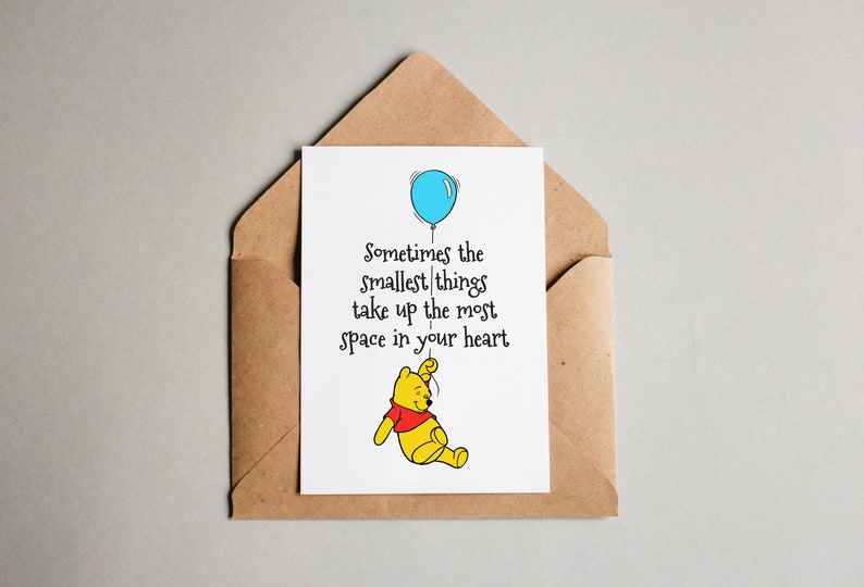 Winnie The Pooh Baby Shower Card Instant Download 5x7 A4 Card Hundred Acre Woods Disney Trip New Baby New Parent Mother