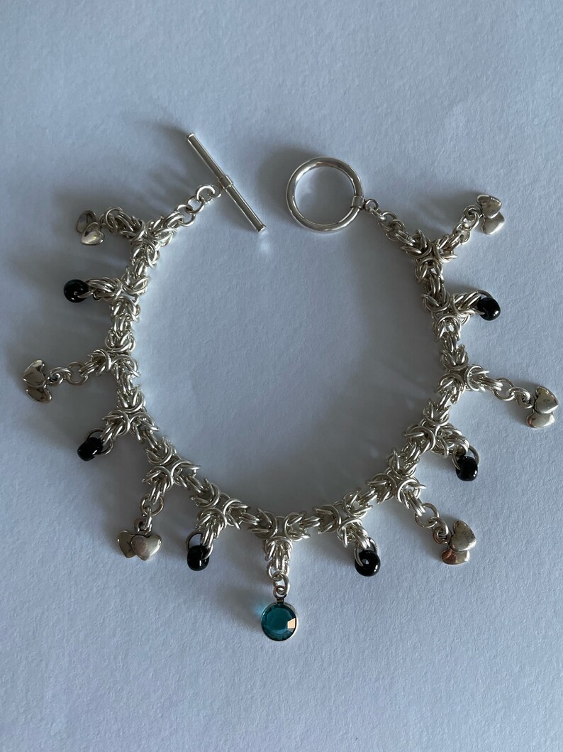 Beaded Byzantine Bracelet in Sterling Silver image 1