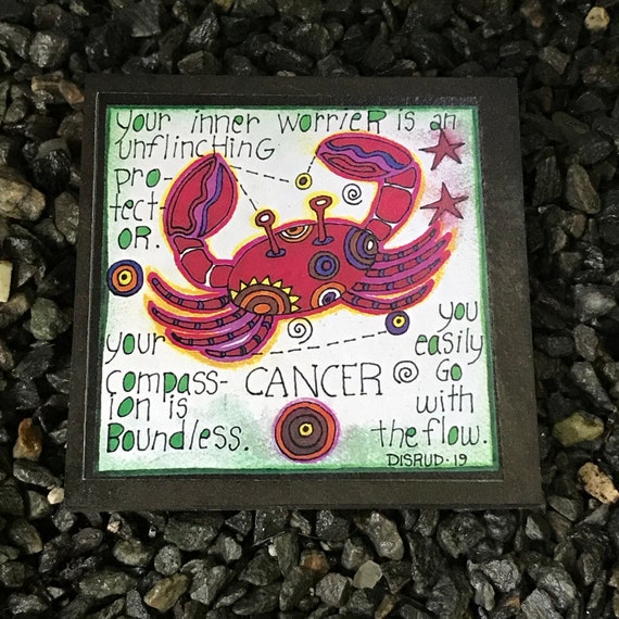 Cancer. - Artful Zodiac Drink Coaster -by- Carrie Disrud