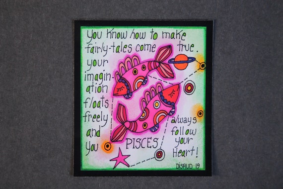 Pisces. Zodiac Magnet -by- Carrie Disrud