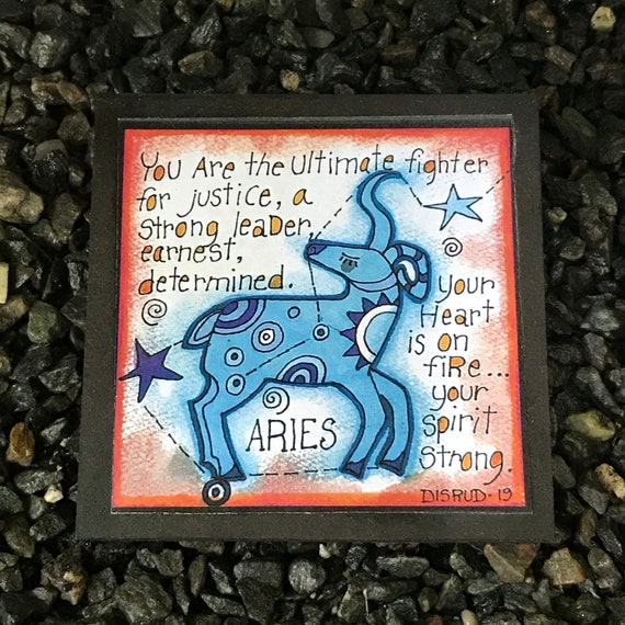 Aries. - Artful Zodiac Drink Coaster -by- Carrie Disrud