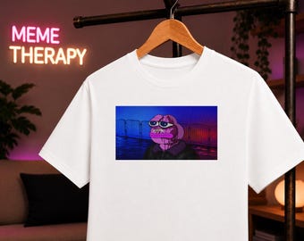 Sad Pepe Blade Runner 2049 Shirt, Cyberpunk Frog Meme T-Shirt, Rainy Neon Aesthetic Tee, Internet Meme Graphic Shirt